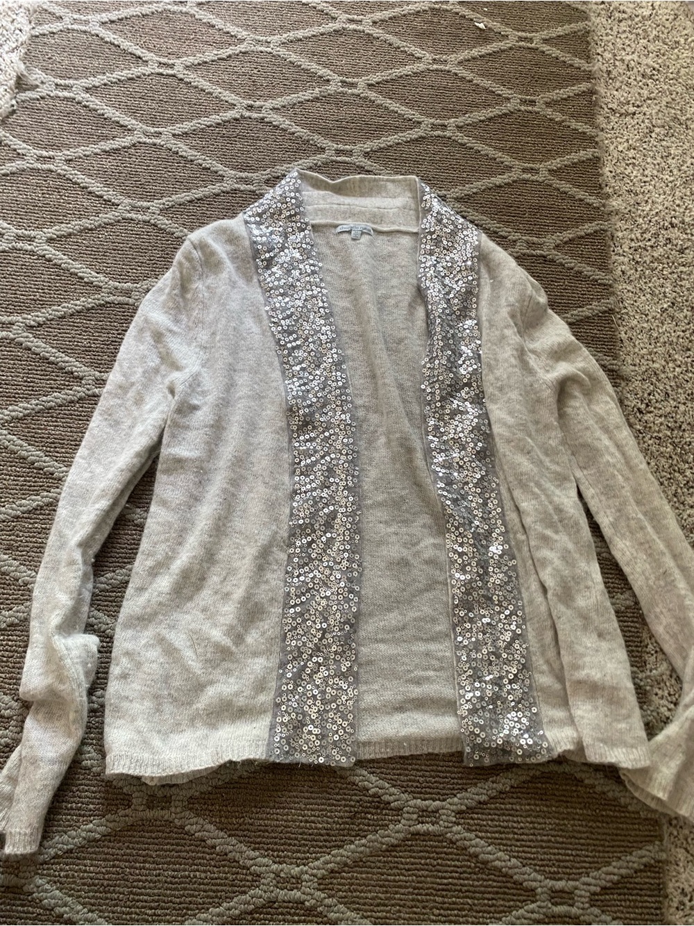 Charlotte Russe Light Gray Sequin Trim Open-Front Cardigan